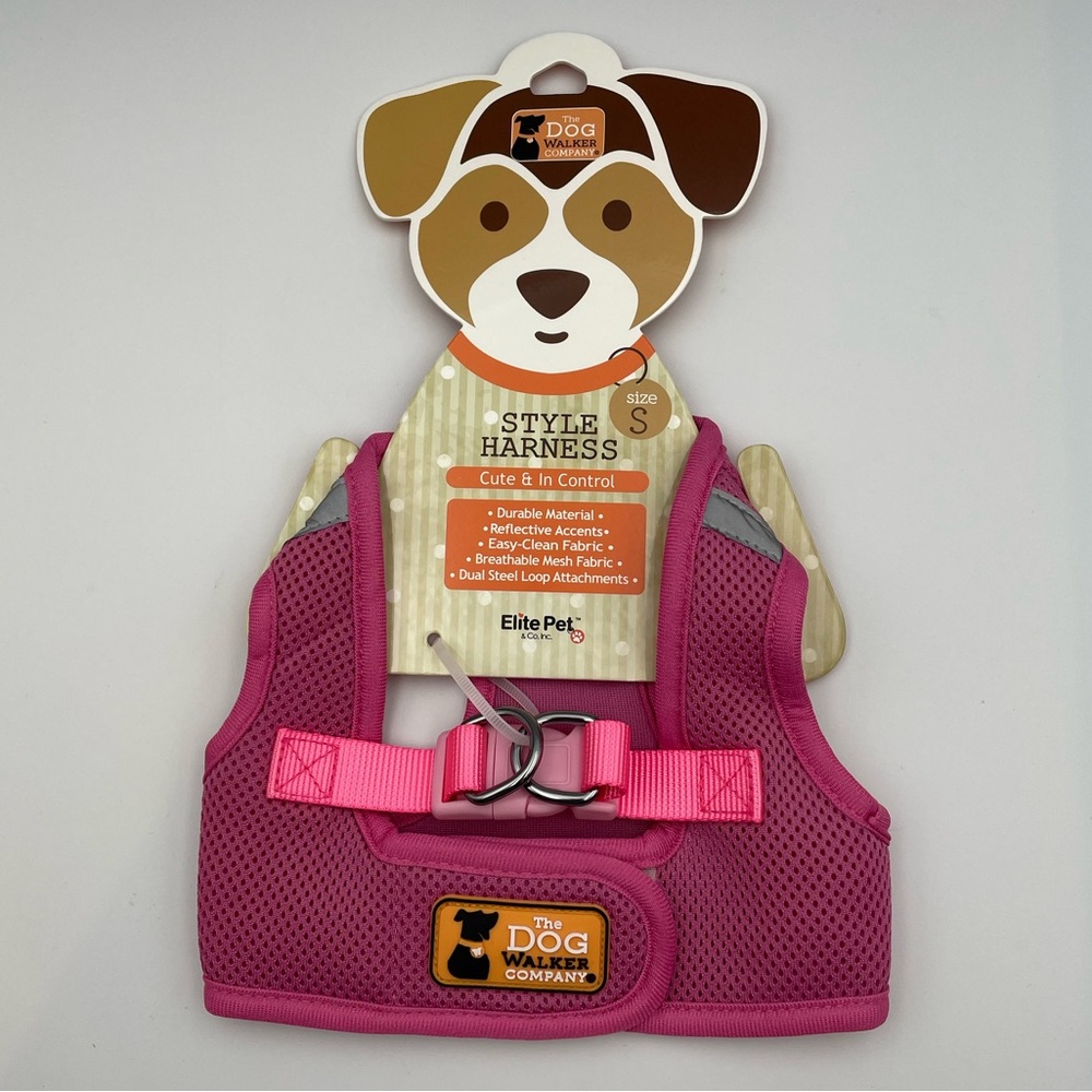 *New* Elite Pet & Co. Inc. The Dog Walker Company Pink Small Harness - Picture 2 of 5